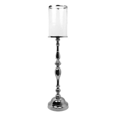 Candle holder w/hammered glass ALU/NI 24x24x118