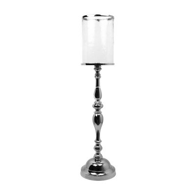 Candle holder w/hammered glass ALU/NI 22x22x96