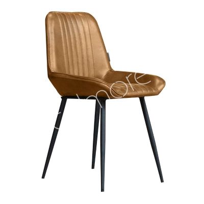 2x Dining chairs cognac leather iron legs 45x55x83