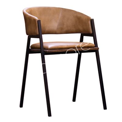 Dining chair Stijn cognac leather black IR 52x60x80