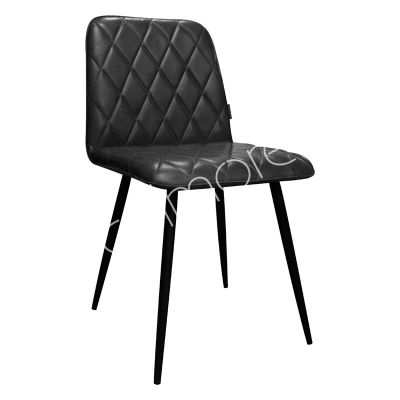 2x Dining chair leather black IR black legs 46x54x83