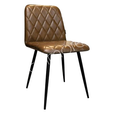 2x Dining chair leather cognac IR black legs 46x54x83