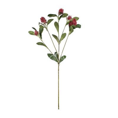 Flower leaves berry branch warm pink 81cm