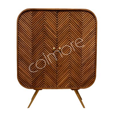 Cabinet Chevron brown mango wood 90x40x115