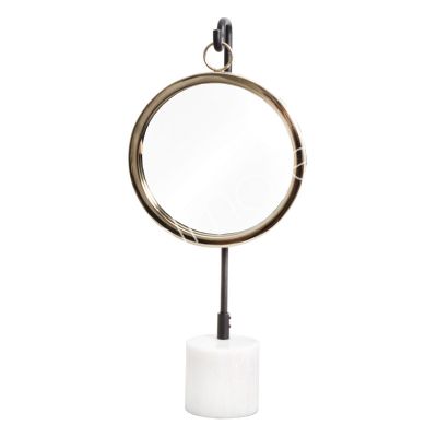 Mirror on white marble stand ANT.BRAss 20x9x48