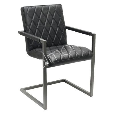 Dining chair Sines black leather 55x56x84