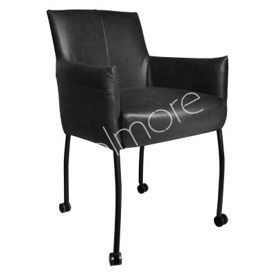 3+1 Dining chair Cruz black leather 60x60x84