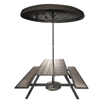 Outdoor picnic table umbrella marblebase black ALU185x173x76