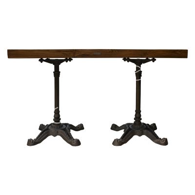 Bistro table marble top w/teak wood IR/BLACK 120x70x76