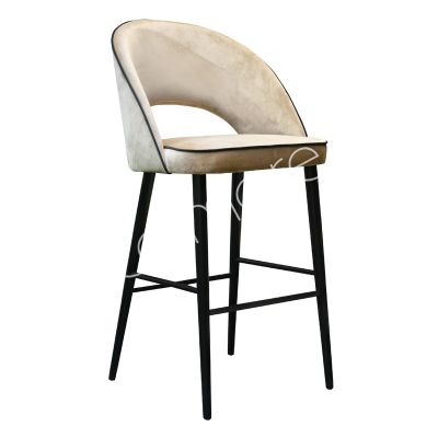Bar chair Betty taupe velvet w/black piping 57x50x114