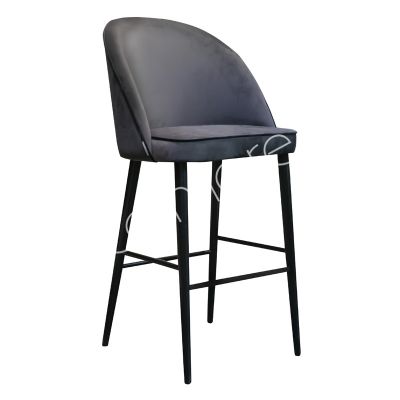 Bar chair Berry grey w/black piping 57x50x114