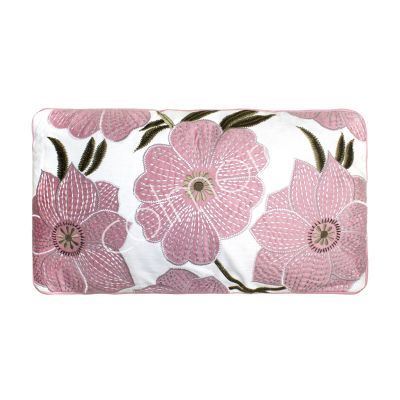 Cushion flowers pink CO velvet 60x35