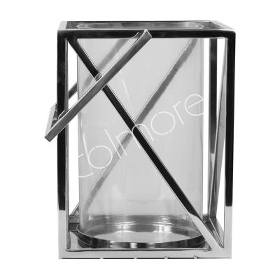 Lantern silver w/glass ss/NI plated 20x20x26