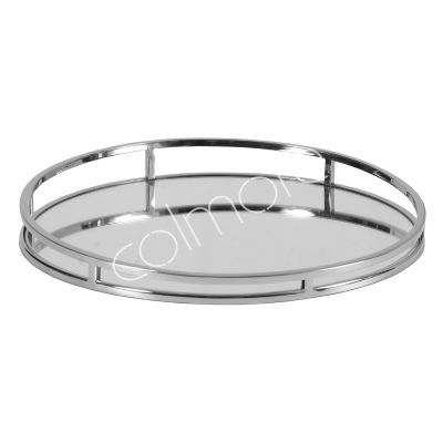 Tray round mirror glass ss/NI 48x48x6