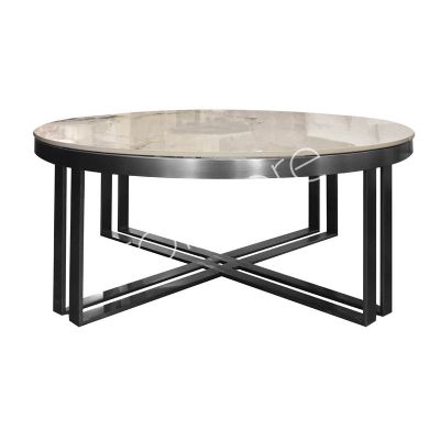 Coffee table ceramic top white/grey brushed ss/NI 100x100x40