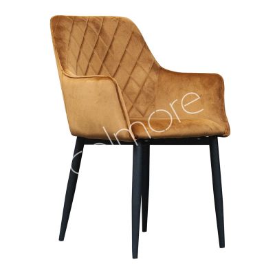 2x Dining chair Eva bronze velvet IR black legs 58x51x83