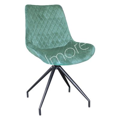 2x Dining chair swivel green IR black legs 57x54x89