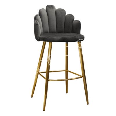 2x Bar chair Belle black velvet IR gold legs 56x56x106