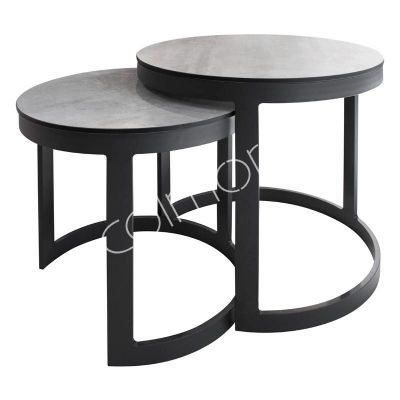 Side table SET/2 beton look ALU/HPL 52x52x52/44x44x46