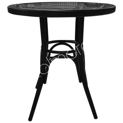 Outdoor bistro table w/glass top grey ALU/RATTAN 70x70x74