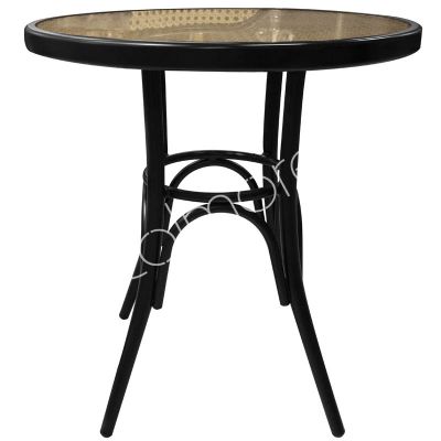 Outdoor bistro table w/glass top natural ALU/RATTAN 70x70x74