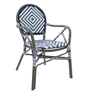 Outdoor dining chair black/white ALU/RATTAN 57x65x92