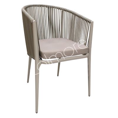 Outdoor dining chair cream ALU/PE RATTAN 58x63x80