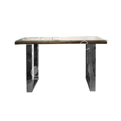 Console table reclaimed wood w/glass ss legs 120x35x80