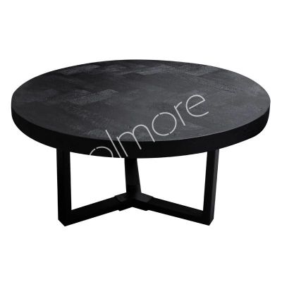 Coffee table black herringbone mango wood IR 75x75x45