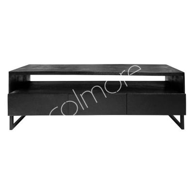 TV cabinet matt black herringbone mango wood IR 160x40x60