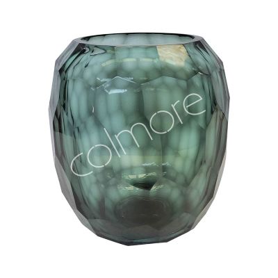 Vase w/cutting glass firozi 20x20x23