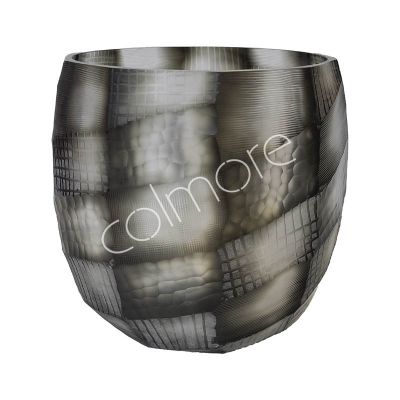 Vase w/cutting glass clear/green 19x19x20