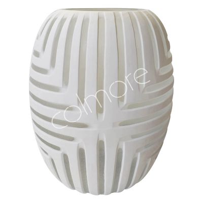 Vase w/cutting glass white/clear 23x23x31.5