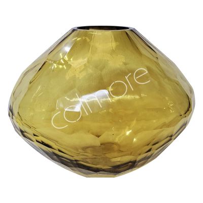 Vase faceted glass yellow 33x33x29