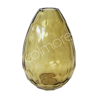 Vase faceted glass yellow 15x15x23.5