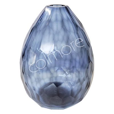 Vase faceted glass grey/light blue 23.5x23.5x32.5