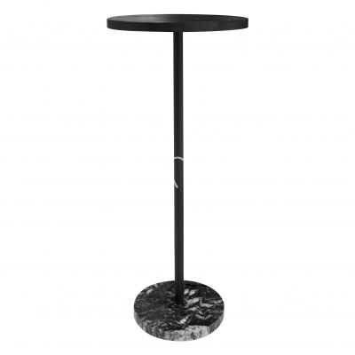 Side table black acacia wood top w/marble base 26x26x62