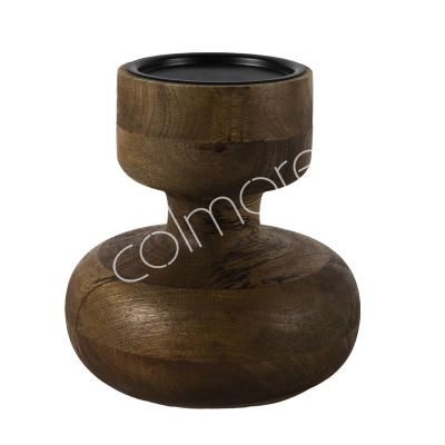 Candle holder brown mango wood 18x18x18