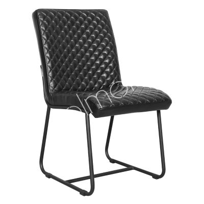 Dining chair black leather IR black legs 48x63x90