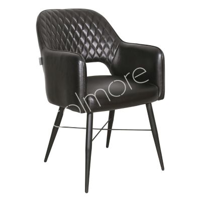 Dining chair black leather IR black legs 56x63x84