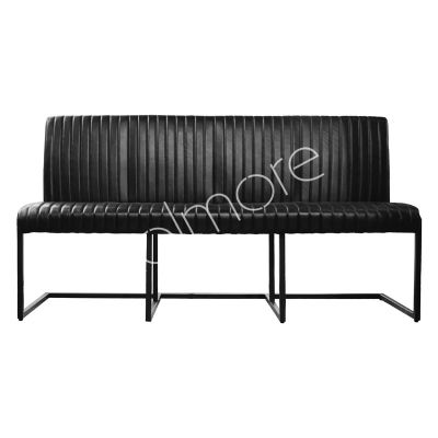 Dining bench black leather IR black legs 180x68x91