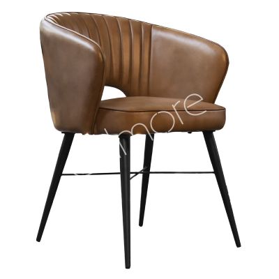 Dining chair brown leather IR black legs 56x62x79