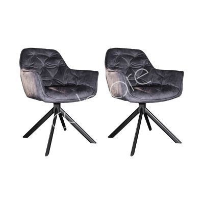 2x Dining chair black velvet IR black legs 58x60x81