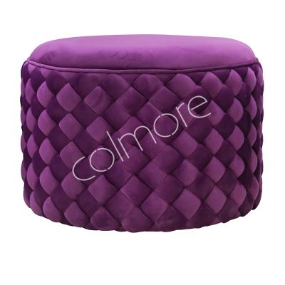 Stool woven dark purple velvet 60x60x45