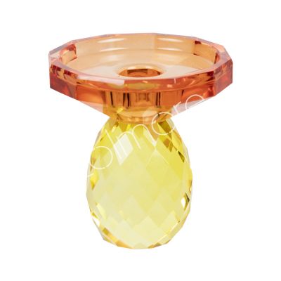 Candle holder bright multi color crystal glass 9x9x10