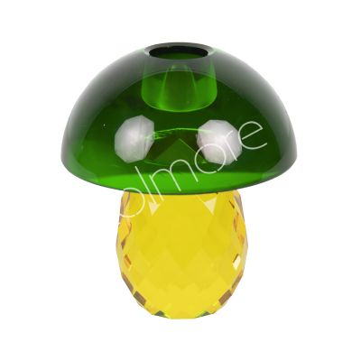 Candle holder mushroom bright color crystal glass 10x10x11.5