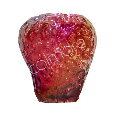 Vase strawberry lustre red glass 19.5x19.5x20