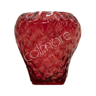 Vase strawberry clear red glass 19.5x19.5x20