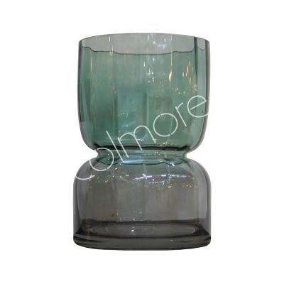 Vase blue ombre glass 14.5x14.5x23