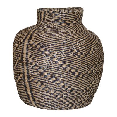 Decorative vase natural/black seagrass 45x45x44